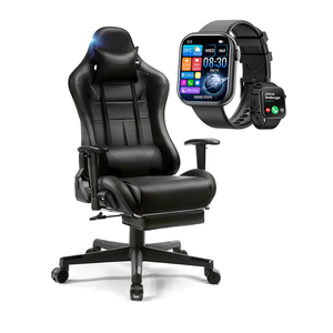Silla <span class=keywords><strong>Gamer</strong></span> de Oficina Negra Personalizada 2024, Silla de Escritorio Ergonómica para Juegos con Altavoz y Reloj Digital - Product Image 1