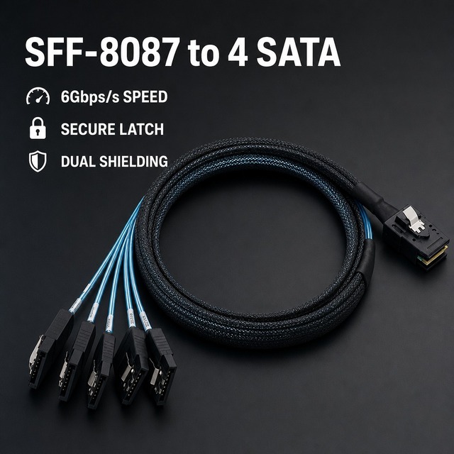 Data Transmission 6Gbps Mini SAS SFF-8087 to 4 SATA Splitter Cable 36Pin 7Pin RAID System Controller Workstation