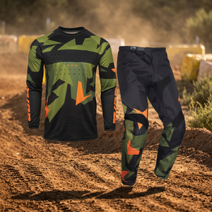 Ensemble complet d'équipement de course moto respirant et rembourré avec protections CE, vêtements moto OEM, 100 % polyester, séchage rapide, anti-UV - Product Image 1