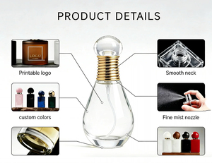 Flacon <span class=keywords><strong>de</strong></span> <span class=keywords><strong>parfum</strong></span> cylindrique transparent rechargeable <span class=keywords><strong>de</strong></span> luxe <span class=keywords><strong>de</strong></span> 55 ml avec bouchon, logo personnalisé - Product Image 5