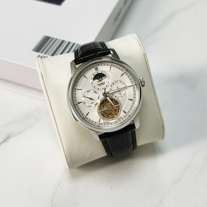 Luxury Men's Stainless Steel <b>Automatic</b> Mechanical Watch With Tourbillon Moon Phase Week Calendar Leather Strap 42mm Round Dial - Product Image 4
