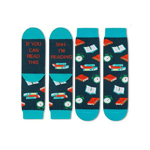 Chaussettes <span class=keywords><strong>de</strong></span> livre <span class=keywords><strong>de</strong></span> bibliothèque personnalisées-Chaussettes Crew bleu sarcelle pour lecteurs Citation drôle Chaussettes <span class=keywords><strong>de</strong></span> cheville pour les amoureux des livres Cadeau pour les bibliothécaires - Product Image 3