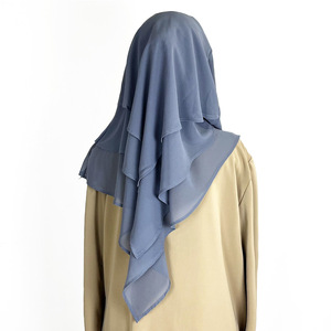 Niqab en mousseline de <span class=keywords><strong>soie</strong></span> respirante à trois couches pour femmes musulmanes traditionnelles Niqab Khimar Hijab Eid Ramadan <span class=keywords><strong>Soie</strong></span> De M Style - Product Image 2