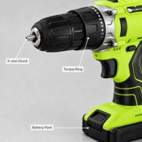 Ensemble de perceuse sans fil 2-en-1 avec logo personnalisé, 2 batteries, chargeur, kit d'outils électriques, embouts de tournevis, vente en gros