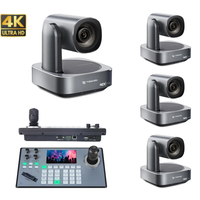 Última Cámara PTZ de conferencia con zoom UHD 4K 12x + controlador de Joystick 4D, suministro de transmisión en vivo de conferencias de conciertos de Iglesia