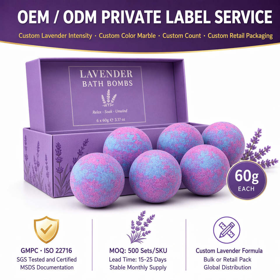 Natural Handmade Lavender Bath Bomb Fizzy Ball Set 6P Botanical ...