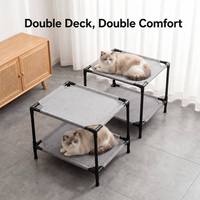 Lit double pour chat, gain de place, capacité 22 lb, lit surélevé respirant pour animaux de compagnie, lit superposé pour maison multi-chats
