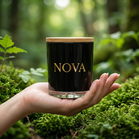 Vente en gros de pots à bougies en verre de luxe pour Noël, 8 oz, 10 oz, 14 oz, avec couvercle et boîte cadeau, décoration de Noël, logo personnalisé, directement de l'usine