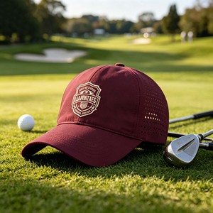 Custom Laser Cut 6 Panel Embroidery Base Ball Caps Punching Hole - Product Image 3