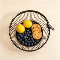 Corbeille en fil métallique noir vintage, bol de rangement en métal, plateau décoratif en fer pour comptoir de cuisine, présentoir de légumes et de collations, décoration intérieure