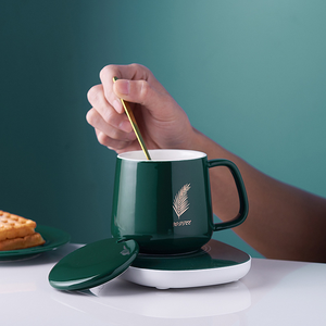 Calentador de tazas inteligente de cerámica de 55 grados de color personalizado con juego de tazas termostáticas Taza inteligente con control de temperatura con caja de regalo - Product Image 3