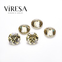 Pierres de Moissanite VVS rondes non traitées couleur champagne Viresa 5mm-12mm, Moissanite en vrac pour la fabrication de bijoux