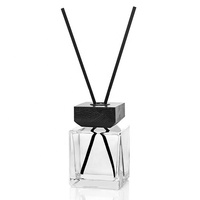 Carré de luxe 100ml 150ml 200ml 500ml Diffuseur d'arôme en verre noir translucide coloré Bouteilles de roseau vides avec bouchon en bois noir