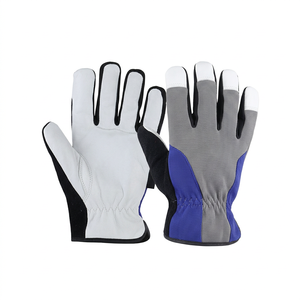 Gants de travail antidérapants en cuir PU JNA GROUP avec poignet élastique, épaisseur 4 mil, longueur 10 pouces, anti-vibration, bleu et blanc - Product Image 1