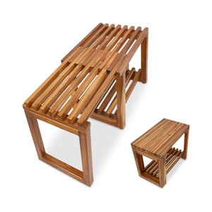 Muzhixi Handicrafts Wooden Bathroom Stool Foldable With <b>Storage</b> For Shower And <b>Bath</b> Use - Product Image 5