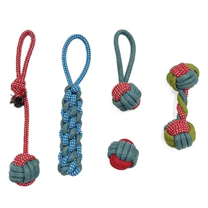 2024 di vendita calda durevole di vari stili di corda per cani giocattolo da masticare corda di cotone molare set di giocattoli per animali domestici