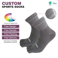 Chaussettes athlétiques respirantes à cinq doigts, haute élasticité, longueur mi-mollet, pour la course à pied en extérieur, le jogging, avec logo personnalisé, pour hommes et femmes