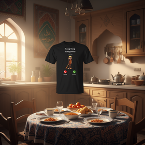 Tung Tung Tung Sahur Is Calling Meme T-Shirt noir unisexe taille adulte - Product Image 3