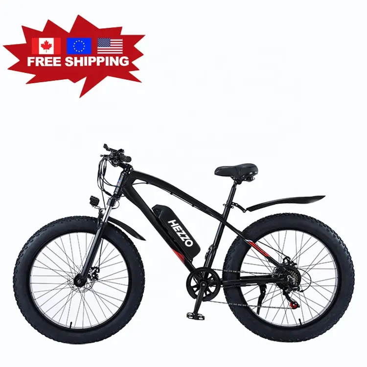 HEZZO-Bicicleta de Montaña eléctrica para adulto, ciclomotor de 13Ah, suspensión completa, neumático ancho, 500W, 48V, EE. UU., Reino Unido, UE, envío gratis