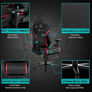 Luxe haut dossier Premium noir Pvc cuir réglable 3D accoudoirs 180 inclinable zéro gravité chaise de jeu 1 pièce livraison gratuite - Product Image 4