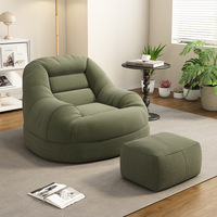 Pouf en velours côtelé confortable avec repose-pieds, canapé lounge individuel surdimensionné, chaise de sol douce rayée pour chambre, salon, appartement
