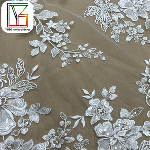 Thiết Kế Mới Hoa Thêu Lưới Sequin Ren Vải Đám Cưới Sang Trọng Phụ Nữ Sequins <span class=keywords><strong>Net</strong></span> Tulle Ren Vải Cho Buổi Tối Dresses - Product Image 3