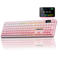 Clavier de jeu mécanique sans fil AULA F108 Pro à trois modes, macro, rétroéclairage multicolore, hot-swap, taille standard, écran TFT intelligent