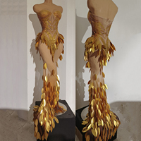 Novance Y5639 Vente en gros de vêtements de luxe, robes sans bretelles avec applications de paillettes dorées, robes de soirée pour femmes, vêtements de club d'été pour anniversaire