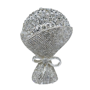 Sac de soirée pour femme, motif floral exquis, orné de strass et de fausses pierres, idéal pour mariage et fiançailles - Product Image 3