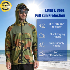 Sbart personalizado ligero poliéster sublimación UV Botón de manga larga SPF UPF 50 camisa de pesca con capucha - Product Image 2