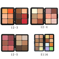 Palette Maquillage Professionnelle 12 Couleurs Fard à Joues Crème Anti-Cernes Végétal Étiquette Privée Enlumineur Cosmétique Palette Fer Logo Personnalisé