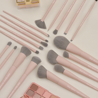 Daily Queen & Mor-phe 19 pièces Pinceaux de maquillage en poils nano gris avec manche rose mat Qualité supérieure et sensation luxueuse Logo personnalisé