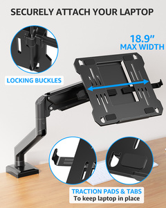 Support pour ordinateur portable pour bureau, compatible avec les ordinateurs portables jusqu'à 17 pouces et les moniteurs jusqu'à <span class=keywords><strong>32</strong></span> pouces, bras de bureau 2-en-1 avec plateau pour ordinateur portable - Product Image 4