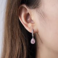 Bijoux Messi MSE-608 100% Argent véritable 2Ct Zircon cubique rose à haute teneur en carbone Bijoux fins Boucles d'oreilles pour rendez-vous galant ou mariage