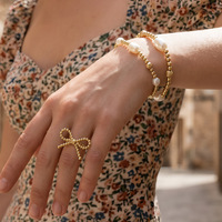 Bracelet F362 tendance bohème avec perles d'eau douce, plaqué or, en cuivre et perles mélangées, bracelet empilable, cadeau pour femmes