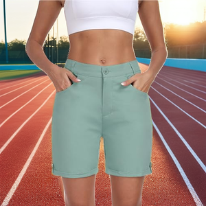 Shorts de sport pour femmes, taille basse, amples, décontractés, pour le basketball et la course, double couche, couleur unie, tendance - Product Image 2