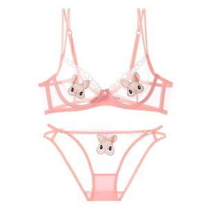 Puro desiderio Sexy Ultra-sottile biancheria intima <span class=keywords><strong>trasparente</strong></span> coniglio <span class=keywords><strong>Push</strong></span>-<span class=keywords><strong>up</strong></span> Anti espansione con anello in acciaio set reggiseno da donna - Product Image 5