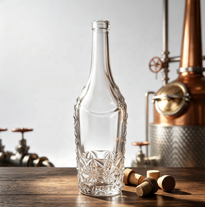 Bouteille en verre gravée en forme d'étoile de 750 millilitres, bouteille incurvée en relief, adaptée au whisky, à la vodka, au <span class=keywords><strong>gin</strong></span> - Product Image 1