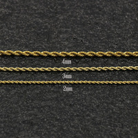 Vente en gros de bijoux en acier inoxydable plaqué or 14 carats 18 carats chaîne en corde torsadée 2mm 4mm 5mm 10mm