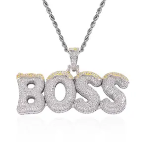 Stainless Steel Copper Iced Out Pendant Hip Hop Jewelry Letter Pendant Necklace Fashion Jewelry Necklaces