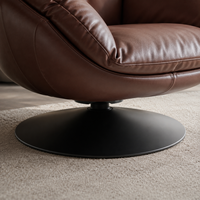 Fauteuil pivotant d'appoint en cuir écologique de style Mid-Century pour zone de réception, mobilier commercial