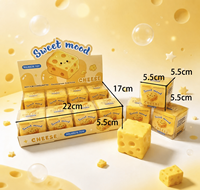 Jouet Squishy en forme de cube de fromage mignon, jouet sensoriel alimentaire de simulation, jouet anti-stress souple en TPR non toxique pour enfants de 5 à 7 ans, idéal pour les fêtes