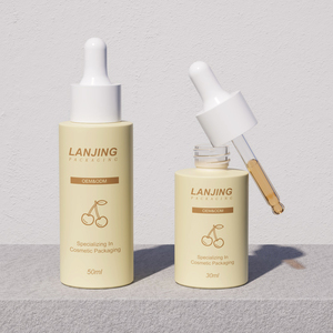 Juego de Envases de Vidrio Beige de Lujo para el Cuidado de la Piel, Botellas con Bomba Recargables Vacías y Tarro para Crema con Tapas Blancas para Suero, Loción, Tónico - Product Image 3