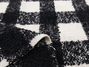<span class=keywords><strong>Tissu</strong></span> de laine épaissi 950g par <span class=keywords><strong>mètre</strong></span> <span class=keywords><strong>tissu</strong></span> de laine de boucle à carreaux noir et <span class=keywords><strong>blanc</strong></span> lourd - Product Image 3
