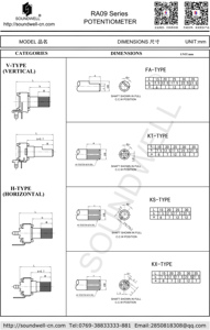 Potentiomètre rotatif à axe isolé de 9 mm r09 avec potentiomètre à carbone à poussoir, potentiomètres rotatifs à 41 clics, fabricants de potentiomètres rotatifs - Product Image 2