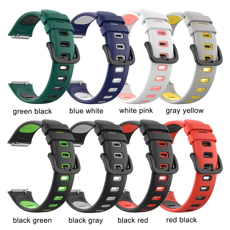 New arrival offical two-color silicone Rubber sport smart Watch Band 7 Strap For huawei band 7