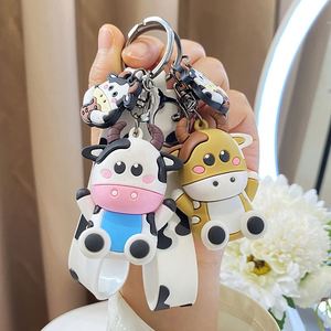 New Cartoon Cow Keychain 3D Soft Silicone Car Keychain Cute Animal <b>Bag</b> Pendant Couple Cartoon Keychain Promotional <b>Gift</b> - Product Image 3