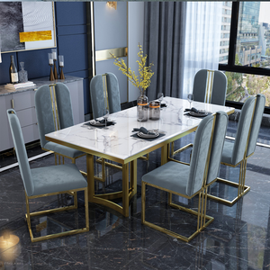 ชุดโต๊ะและเก้าอี้หินอ่อนอิตาลีขนาดเล็กเรียบง่ายโต๊ะรับประทานอาหารทรงสี่เหลี่ยมสำหรับบ้านอพาร์ทเมนต์ - Product Image 3