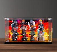 Vitrine d'exposition empilable en acrylique avec éclairage LED, boîte de rangement latérale pour figurines et objets de collection