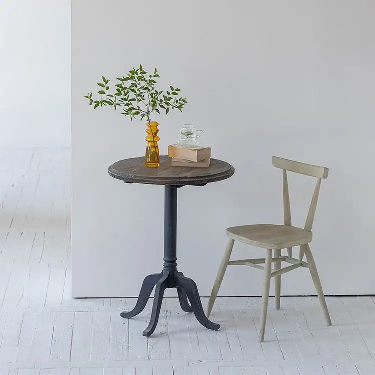 Escandinavia-muebles de estilo francés para sala de estar, mueble de comedor antiguo clásico, mesa redonda de madera reciclada de estilo europeo